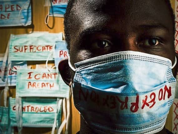 LCFE photography student Mark Collins took this image, depicting fellow student, Isaac wearing a mask
