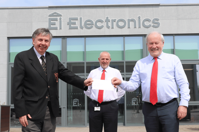 Pictured at the presentation of a cheque by Ei Electronics to Declan Deegan, President Young Munster RFC were Mick Guinee CEO, and Paul Kilbridge. The Kilbridge family is synonymous with the club
