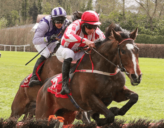 Oola jockey Cathal Landers and Jiving Jerry win for trainer Jimmy Barcoe at Punchestown on Thursday last Picture: Patrick McCann/Racing Post