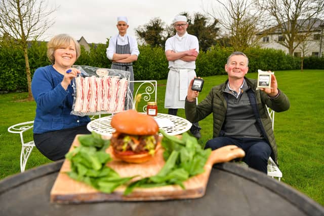 At the launch of the West Limerick Lamb Burger are Caroline Rigney, Rigneys Farm; Eoin Cahill, Cahill’s Cheese, Jan Bine, sous chef and head chef Chris Starr | PICTURE: Diarmuid Greene