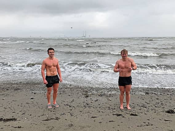 It’s cold enough going outdoors in warm clothes this week so spare a thought for Mike Ryan and Jack Henchy jumping into the Irish Sea at Seapoint in Dublin