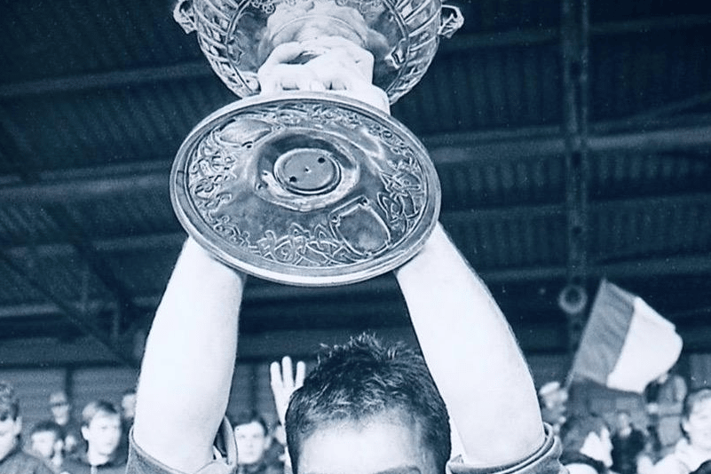 Limerick captain Joe O'Connor lifts the trophy aloft after his side's dramatic 1992 National Hurling League final victory over Tipperary