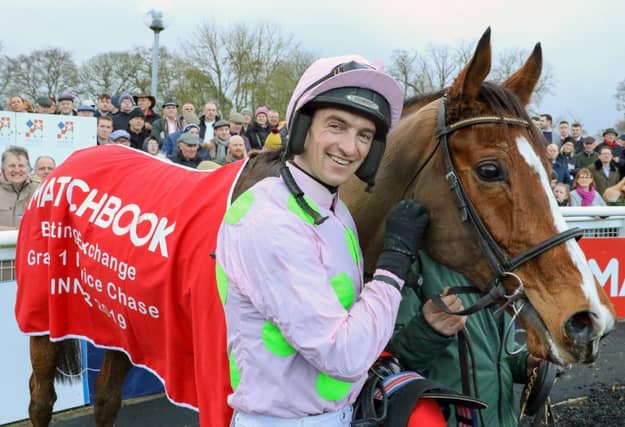 Winning jockey Patrick Mullins and superstar Faugheen following their success in the Grade 1 Matchbook Betting Exchange Novice Chase at Limerick Racecourse last Christmas