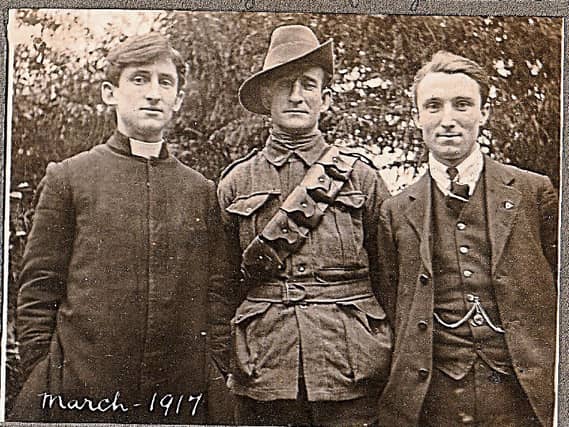 Three Scanlan brothers from Galbally: Fr Peter, who took and kept many photos, with Jimmy and Michael