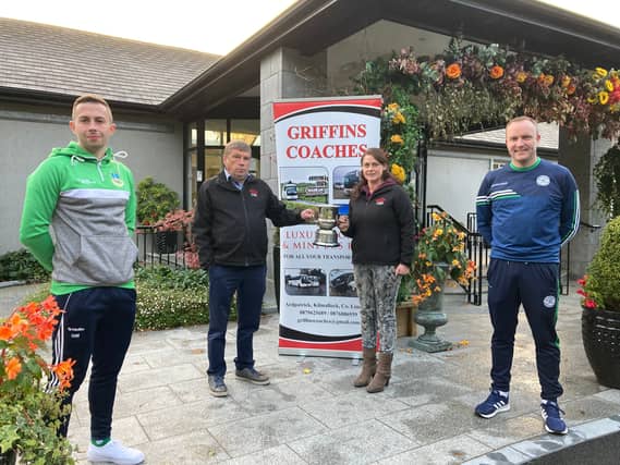 Kevin and Aine Griffin of sponsors Griffins Coaches with Claughaun captain Sam Mullins and Gerald Griffins manager John Lynch
