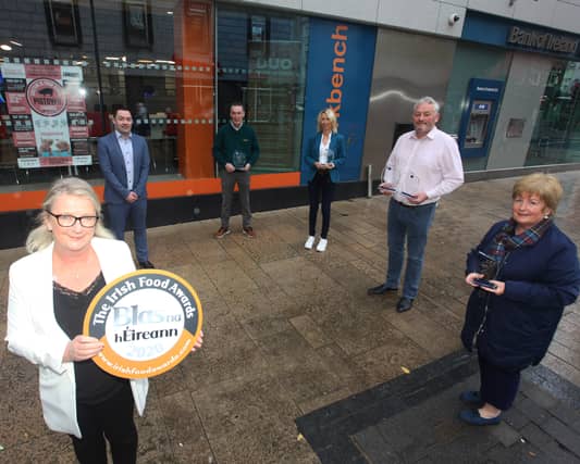 Liz Horgan & John Doyle, BoI with local Blas na hEireann winners James Doherty, Old Irish Creamery Cheese, Maura Kearney, Kearney Home Baking, Tom O'Connell, Glenstal Foods & Kathy McAndrew-Wallace