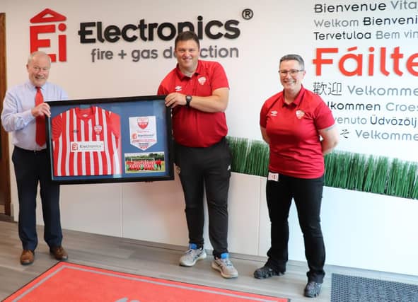 Mick Guinee CEO Ei Electronics, David Rooney Treaty United Senior Team Manager, Irene Hehir Treaty United U17 Manager