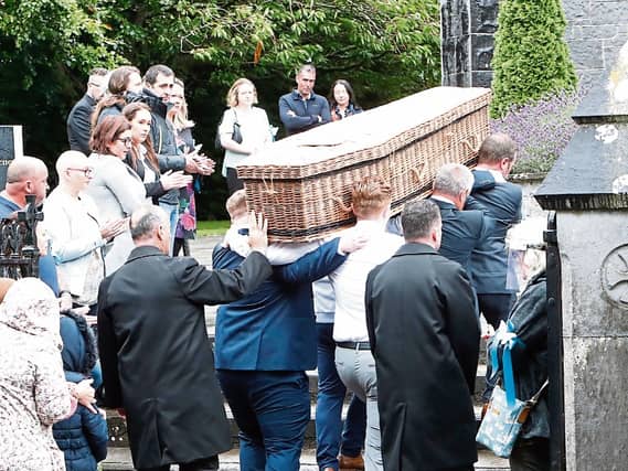 Limerick CervicalCheck campaigner Ruth Morrissey is brought into Mary Magadlene Church, Monaleen | PICTURE: LIAM BURKE/PRESS22