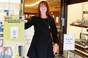 Among the many shops which re-opened this week were jeweller Matthew Stephens. Elaine Lyons stood ready to welcome customers back