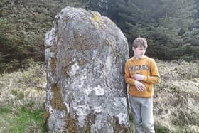 Albert’s son Harry beside Goulmore standing stone