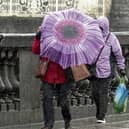 Outside the world of politics - Ireland’s second favourite subject, the weather, has been down right miserable. Pictured are two brave souls trying to cross Sarsfield Bridge Picture: Michael Cowhey