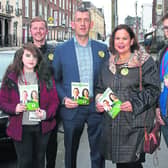Mary Lou McDonald with Danielle O'Shea, David McFadden, Maurice Quinlivan and Evan Sheehan  - Picture: Adrian Butler