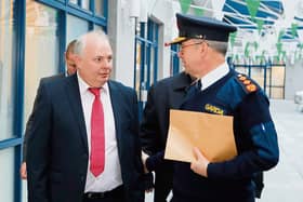 Cllr Fergus Kilcoyne chatted briefly with Commissioner Drew Harris | PICTURE: Liam Burke/Press 22
