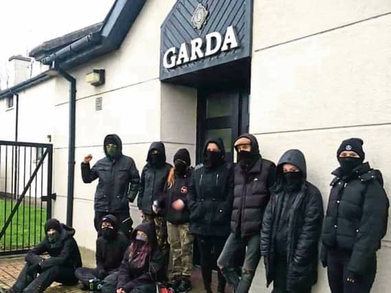 A photo posted on the Hunt Saboteurs Ireland Facebook page of members outside Bruff garda station