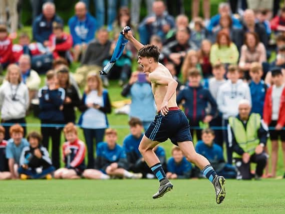 DDSL captain Troy Parrott celebrates after scoring the winning penalty against Galway in a penalty shootout AET in the SFAI Kennedy Cup Final 2016