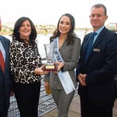 Mary Riordan, Southern, presents the prize to Sinead Flanagan with Eugene Phelan, Limerick Leader, and Pat Reddan, Clayton Hotel PICTURE: Adrian Butler