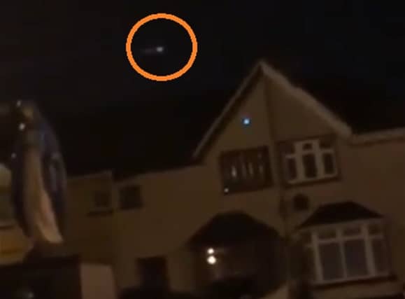 A still image of the meteorite from a video posted on Facebook