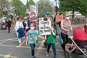 Protesters pictured at a previous march against the decision