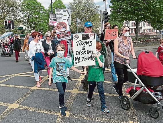 Protesters pictured at a previous march against the decision