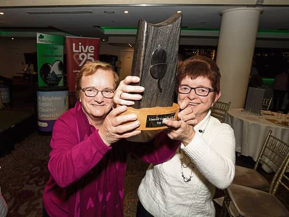 Members of the Ardpatrick Tidy Towns Committee celebrating their win, Catherine Herbert and Ann McGrath PICTURE: Alan Place