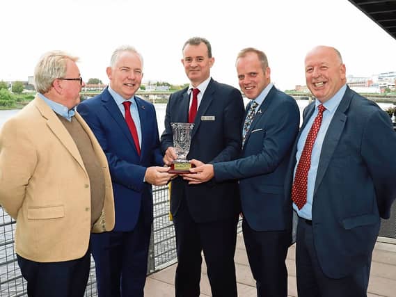 Colm Hannon, CEO Adare Manor and Alan MacDonnell, Adare Manor Golf Course superintendent accepting the Limerick Person of the Month award with Eugene Phelan, Dave O'Hora and Pat Reddan