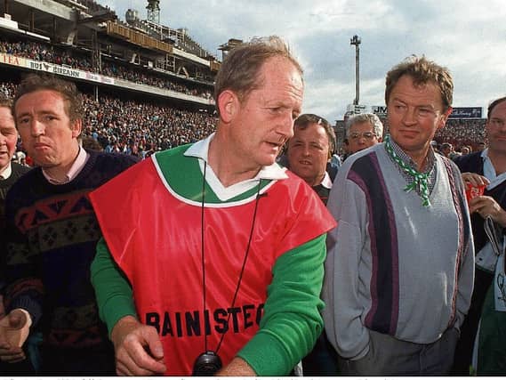 He had a job to do: Offaly manager Eamonn Cregan pictured after his sides victory over Limerick in the 1994 All-Ireland Hurling Final