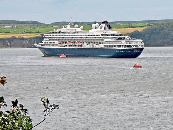 The first Cruise ship of the season arrived in Foynes last week and it had to moor in the Shannon Estuary near Bolands Meadow due to low tide. The Royal America Line The Prinsendam. Photographer Sea