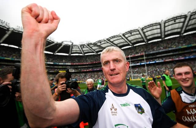 John Kiely salutes the crowd after the final whistle