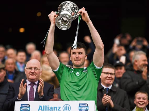 Declan Hannon lifts the Allianz Hurling League trophy, will he collect more titles this season?