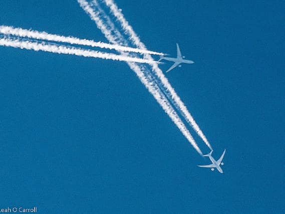 It is busy up there: Two planes crossing paths over Patrickswell, 1,975ft apart, nothing dangerous about this happens every day. Photo by Leah O'Carroll