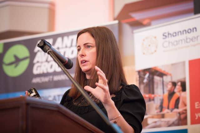 Caroline Currid addressing the Shannon Chamber event