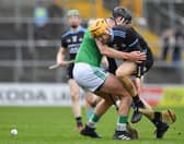 Eamonn Dillon, of Dublin, breaks his hurley in a clash with Limerick's Paddy O'Loughlin in their Allianz Hurling League Division 1 semi-final at Nowlan Park on Sunday last