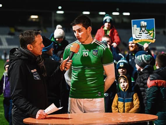 Gearoid Hegarty chats with TG4 after the game