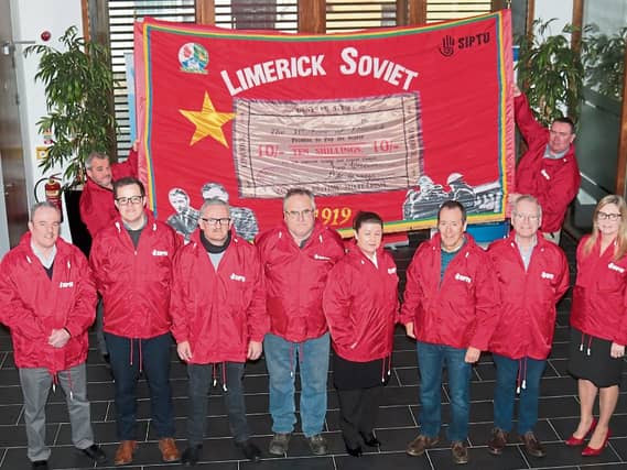 Members of Siptu in Limerick will take part in the parade to mark the centenary of the Limerick Soviet PICTURE: MICHAEL COWHEY