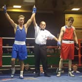 Paddy Donovan has his hand raised in victory in National U/22 final last Friday