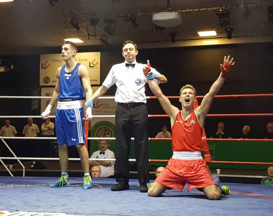Paddy Donovan (red) celebrates after beating Walsh on Saturday - Picture: Bernard O'Neill