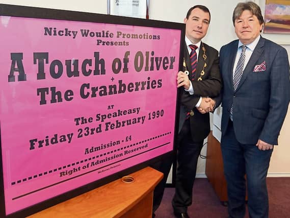 Mayor James Collins with Nicky Woulfe, who is hoping to open a ‘Music Memories and Memorabilia’ museum in Limerick