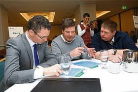 Minister Patrick O'Donovan with Shay Galvin and Denis Duggan of Limerick IFA Picture: Finbarr O'Rourke