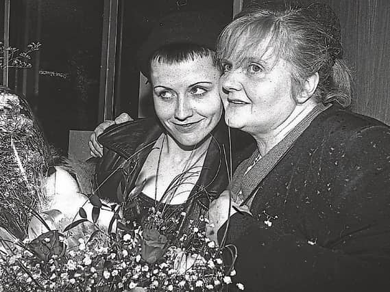 Eileen O’Riordan with Dolores at Shannon Airport in 1993