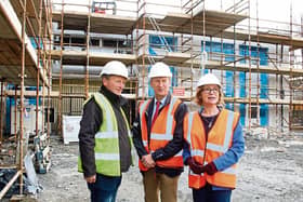 Michael O'Sullivan of Conack Construction, St Paul's National School principal John Tuohy and Jan O'Sullivan, TD on the site Picture: Adrian Butler