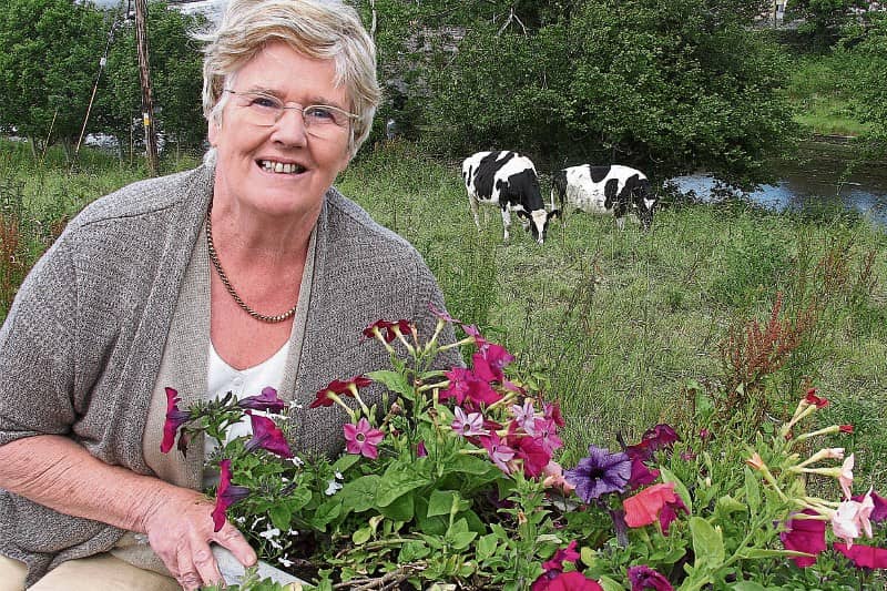 Phyl Boyce in her garden