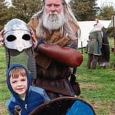 Viking re-enactor John Cox from Waterford with Michael McDonnell, Kilcolman at the Viking Camp in Ardagh Picture: Dave Gaynor
