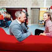LIT Ambassador Davy Fitzgerald speaks to LIT student Cliona Condon as the institute marked World Mental Health Day Picture: Brian Arthur
