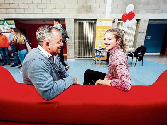 LIT Ambassador Davy Fitzgerald speaks to LIT student Cliona Condon as the institute marked World Mental Health Day Picture: Brian Arthur