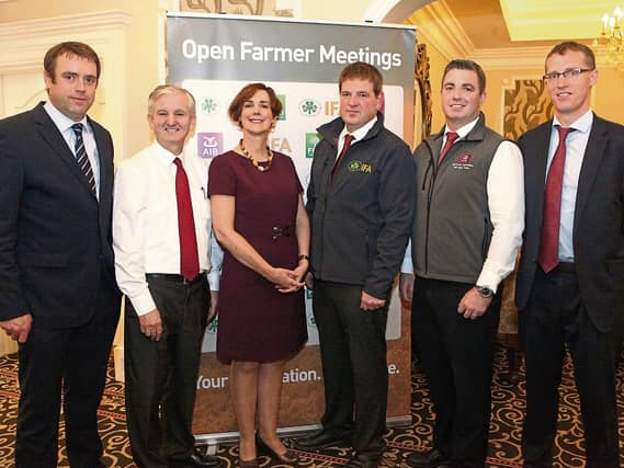 Denis Griffin, Limerick IFA development officer; Jeff Bray and Assumpta Leahy, FBD; Shay Galvin, Limerick IFA chairman; Diarmuid Donnellan, AIB and Tim Ryan, IFAC, at Limerick IFA’s meeting