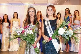 Beibhinn Haren, Clarina, and Laura Mansbridge, Dooradoyle, at Miss Limerick. Both will compete at Miss Ireland, below Edwin Fitzgibbon