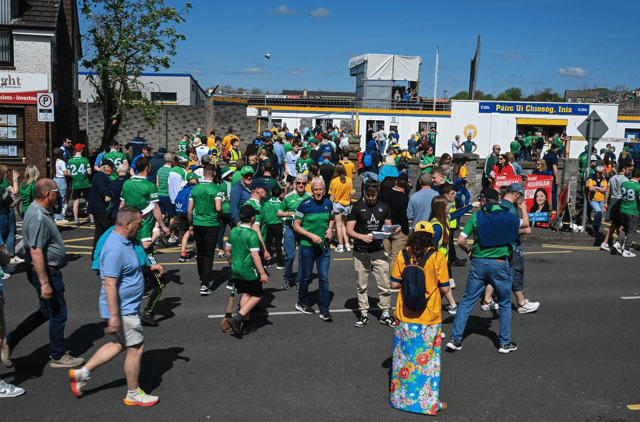 Supporters of both teams walk along Francis Street before the 2024 Munster GAA Hurling Senior Championship Round 1 match between Clare and Limerick at Cusack Park in Ennis | PICTURE: Sportsfile