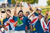Europe players, including Shane Lowry and Rory McIlroy celebrate with the 2025 Ryder Cup success at Bethpage State Park Golf Course, New York I PICTURE: Sportsfile