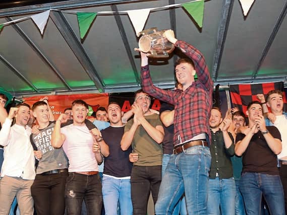 Declan Hannon lifts the Liam MacCarthy cup high on a night to remember in Adare Pictures: Brendan Gleeson