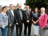 Eimear Hurley Williams, Frank O'Connor, Bishop Brendan Leahy, Mayor James Collins, Olive Foley and Sr Helen Culhane at the street party Picture: Adrian Butler